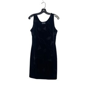 Anna Laura Sleeveless Black Velvet Shift Dress Vintage Martini Glass Design